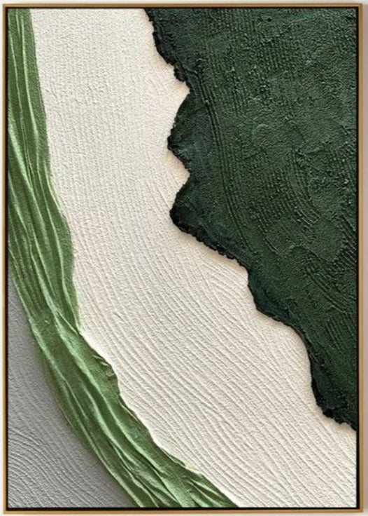 Wall painting  Green and white 1200x1500mm Ghanimdesign